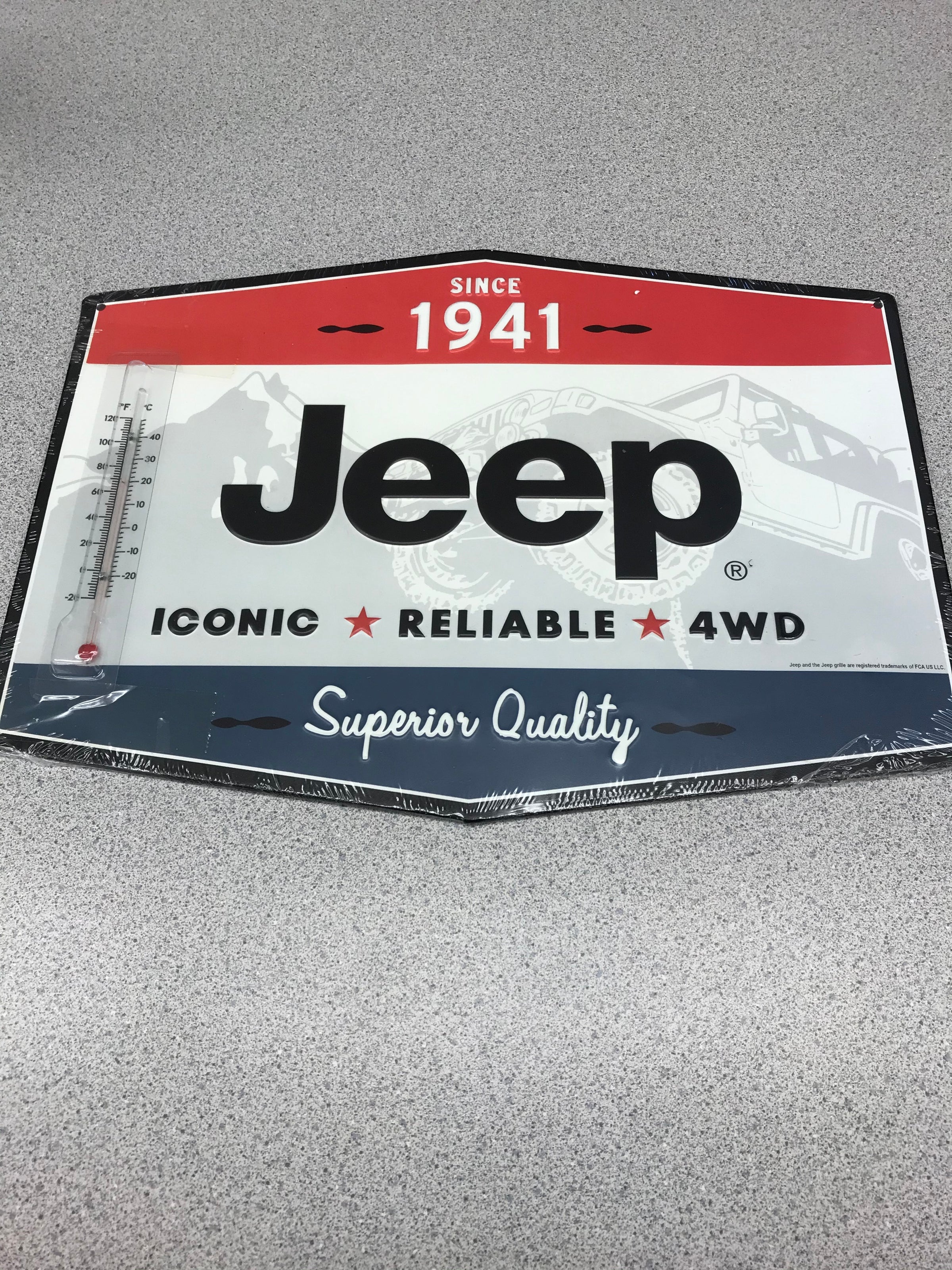  Jeep Embossed Metal Wall Thermometer - Vintage Jeep